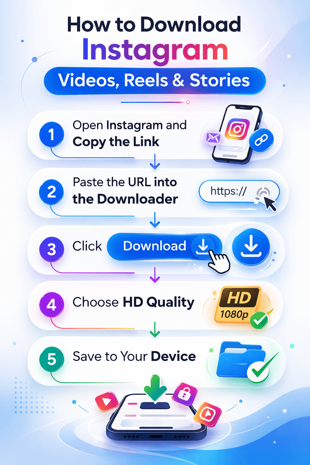 Using Instagram downloader online to save HD videos