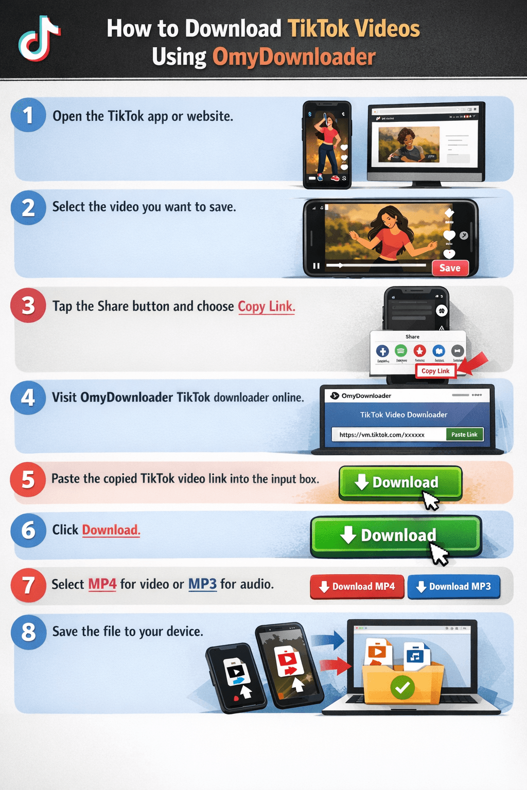 Step-by-step guide to downloading TikTok videos using OmyDownloader