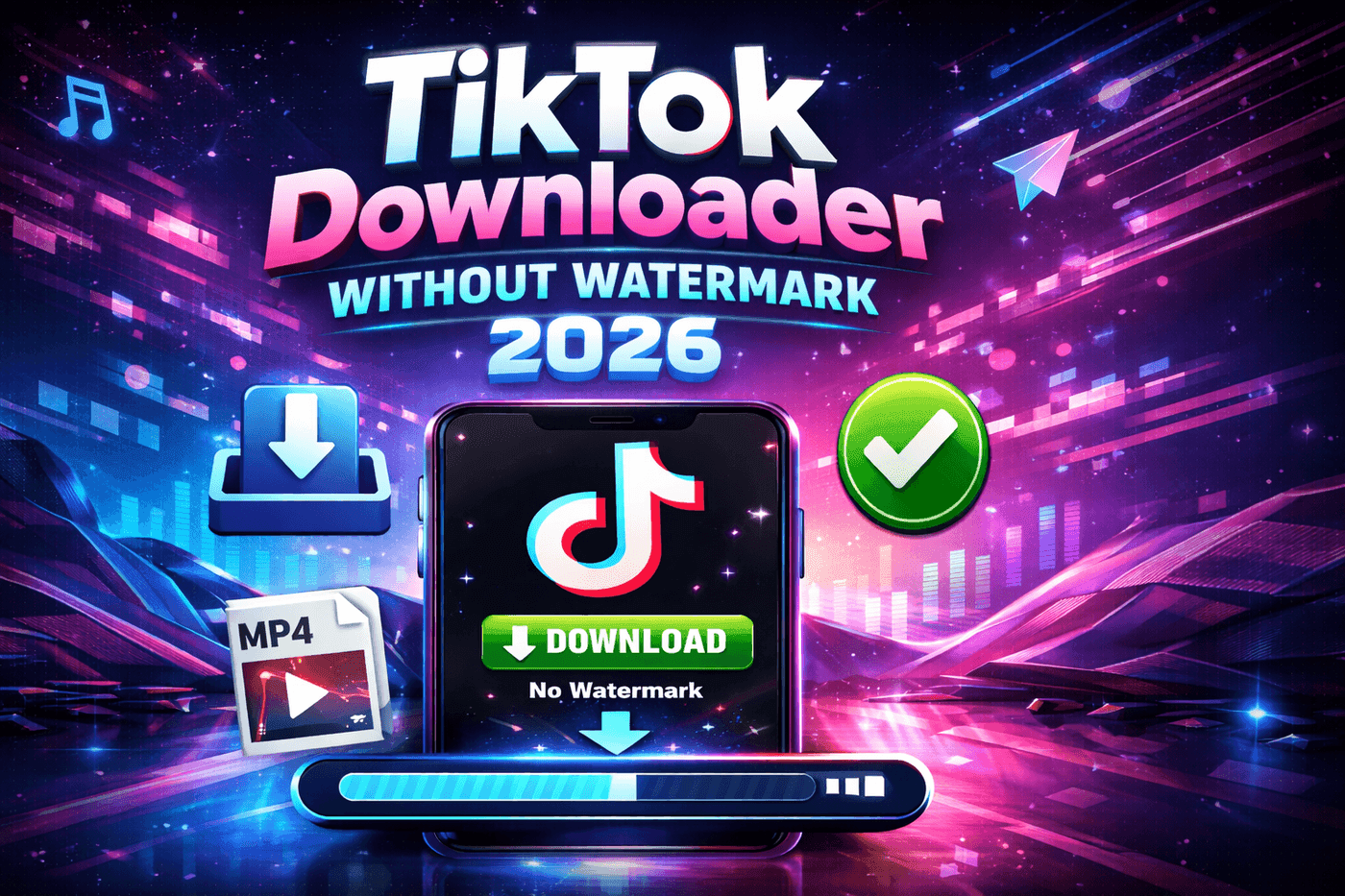 TikTok Downloader Without Watermark 2026 TikTok video downloading on laptop screen